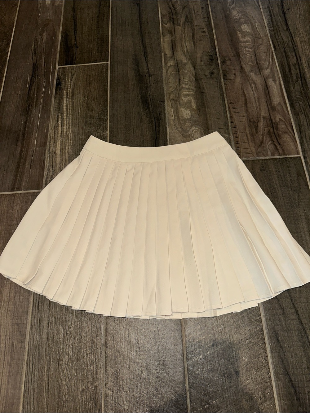 Commense Cream A-Line Pleated Skirt